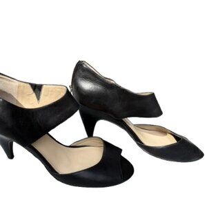 INC International Concepts Black Leather Heels with Zipper - Size 10